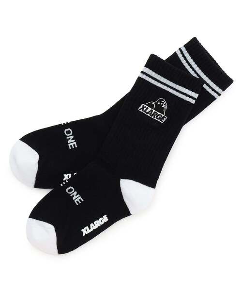 XLARGE KIDS（エクストララージキッズ）の「OG刺しゅうリブクルーソックス（ソックス/靴下・キッズ・ブラック/ホワイト・17-19cm/15-17cm/19-21cm/13-15cm）」の2枚目の写真