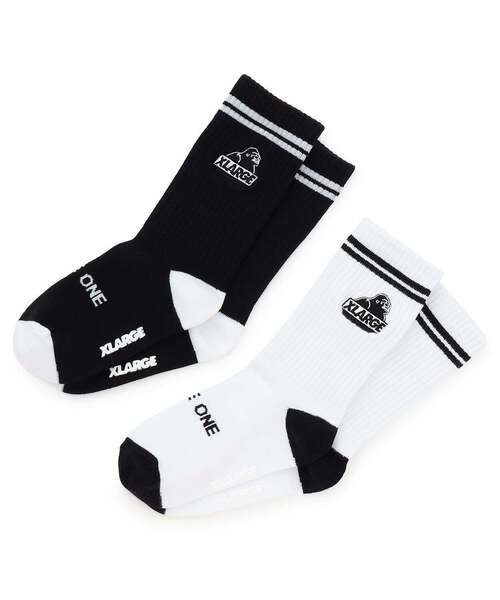XLARGE KIDS（エクストララージキッズ）の「OG刺しゅうリブクルーソックス（ソックス/靴下・キッズ・ブラック/ホワイト・17-19cm/15-17cm/19-21cm/13-15cm）」の6枚目の写真