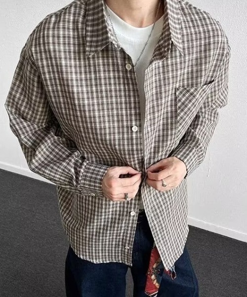 link lot(リンクロット)の「【26年秋冬新作アイテム】ベーシックチェックシャツ(シャツ/ブラウス・メンズ・ブラウン系その他/ブルー系その他/ブルー系その他2・M/L)」の2枚目の写真
