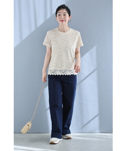 cawaii(カワイイ)の「ストレスフリー。よく伸び総レースTシャツトップス(Tシャツ/カットソー・レディース・ブラック/ベージュ・FREE)」の12枚目の写真