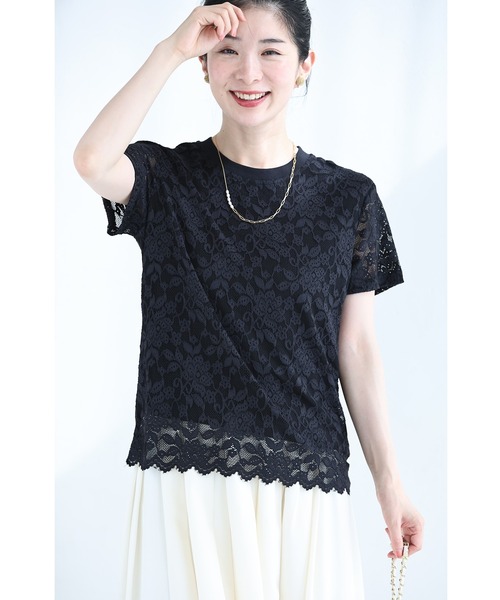 cawaii(カワイイ)の「ストレスフリー。よく伸び総レースTシャツトップス(Tシャツ/カットソー・レディース・ブラック/ベージュ・FREE)」の8枚目の写真