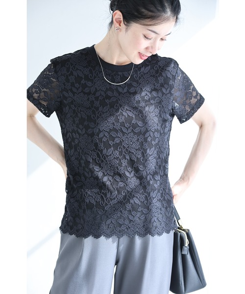 cawaii(カワイイ)の「ストレスフリー。よく伸び総レースTシャツトップス(Tシャツ/カットソー・レディース・ブラック/ベージュ・FREE)」の17枚目の写真