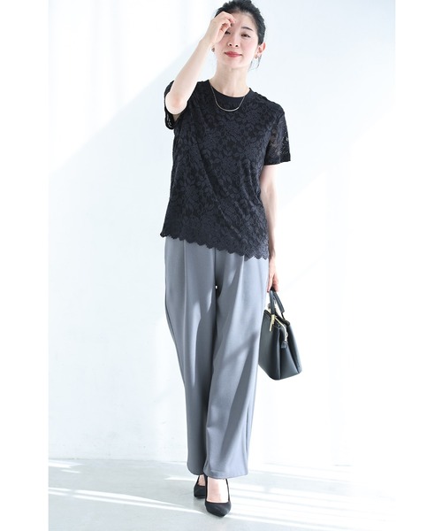 cawaii(カワイイ)の「ストレスフリー。よく伸び総レースTシャツトップス(Tシャツ/カットソー・レディース・ブラック/ベージュ・FREE)」の10枚目の写真