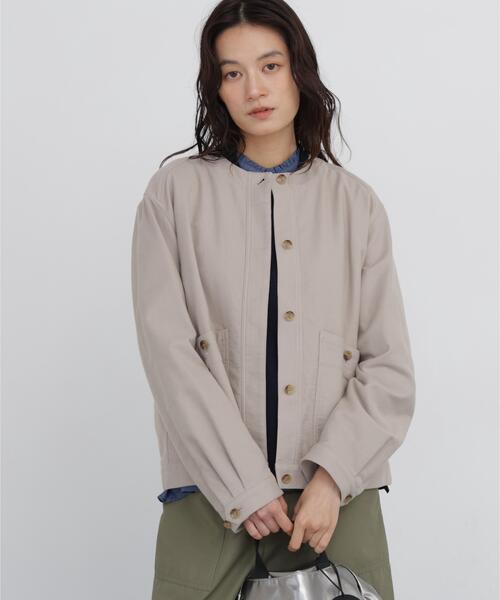 human woman（ヒューマンウーマン）の「◆【名品 / ウォッシャブル】ストレッチエアリードットコードブルゾン（ブルゾン・レディース・ベージュ系その他2/ネイビー/ブラウン・MEDIUM）」の2枚目の写真
