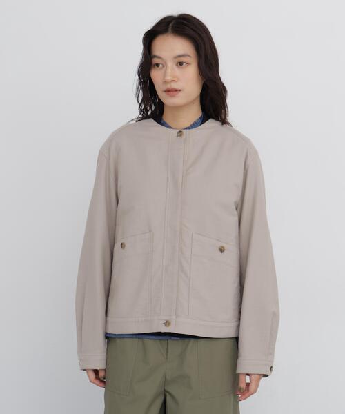 human woman（ヒューマンウーマン）の「◆【名品 / ウォッシャブル】ストレッチエアリードットコードブルゾン（ブルゾン・レディース・ベージュ系その他2/ネイビー/ブラウン・MEDIUM）」の10枚目の写真