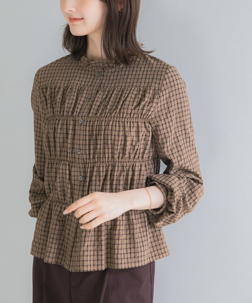 URBAN RESEARCH ROSSO WOMEN(アーバンリサーチ ロッソ)の「チェックシャーリングブラウス(シャツ/ブラウス・レディース・ブラック/ブラウン/オフホワイト・FREE)」の5枚目の写真