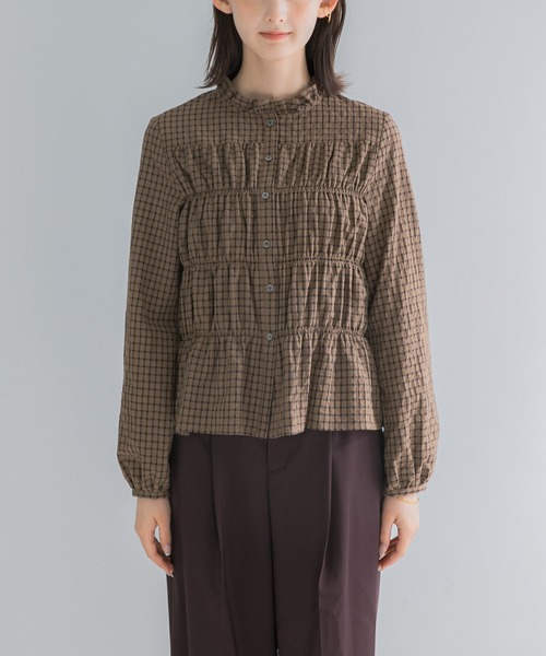 URBAN RESEARCH ROSSO WOMEN(アーバンリサーチ ロッソ)の「チェックシャーリングブラウス(シャツ/ブラウス・レディース・ブラック/ブラウン/オフホワイト・FREE)」の10枚目の写真