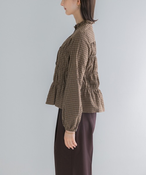 URBAN RESEARCH ROSSO WOMEN(アーバンリサーチ ロッソ)の「チェックシャーリングブラウス(シャツ/ブラウス・レディース・ブラック/ブラウン/オフホワイト・FREE)」の11枚目の写真