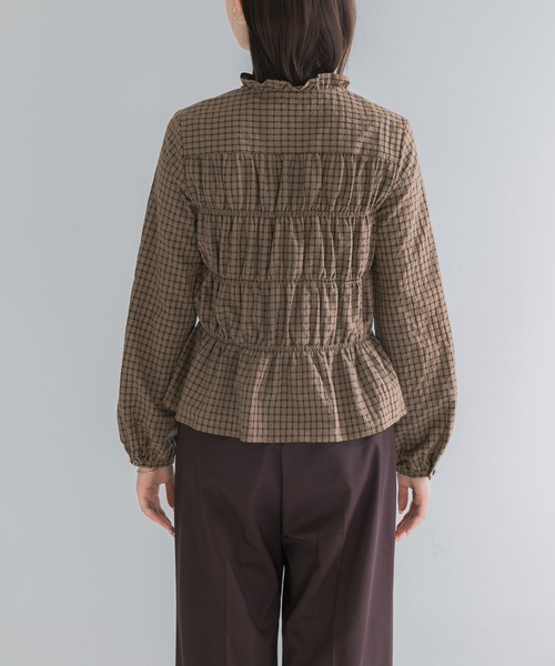 URBAN RESEARCH ROSSO WOMEN(アーバンリサーチ ロッソ)の「チェックシャーリングブラウス(シャツ/ブラウス・レディース・ブラック/ブラウン/オフホワイト・FREE)」の12枚目の写真