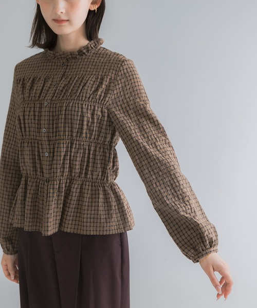 URBAN RESEARCH ROSSO WOMEN(アーバンリサーチ ロッソ)の「チェックシャーリングブラウス(シャツ/ブラウス・レディース・ブラック/ブラウン/オフホワイト・FREE)」の13枚目の写真