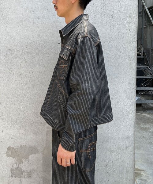CIAOPANIC(チャオパニック)の「【cian denim/シアンデニム】クロップドデニムジャケット(デニムジャケット・メンズ・ブラウン/インディゴブルー/グレー・LARGE/MEDIUM/SMALL)」の12枚目の写真