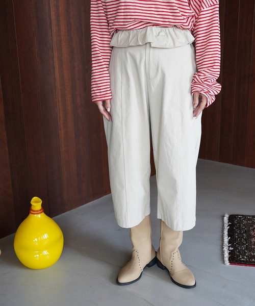SANSeLF(サンセルフ)の「【SANSeLF】ウエストフリルハーフパンツ saw26a014(その他パンツ・レディース・ベージュ/ダークグレー・FREE)」の3枚目の写真