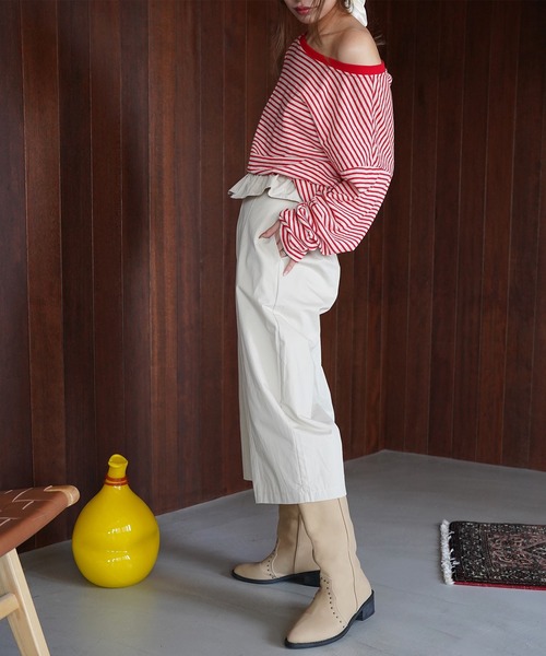 SANSeLF(サンセルフ)の「【SANSeLF】ウエストフリルハーフパンツ saw26a014(その他パンツ・レディース・ベージュ/ダークグレー・FREE)」の4枚目の写真