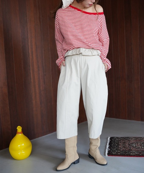 SANSeLF(サンセルフ)の「【SANSeLF】ウエストフリルハーフパンツ saw26a014(その他パンツ・レディース・ベージュ/ダークグレー・FREE)」の6枚目の写真