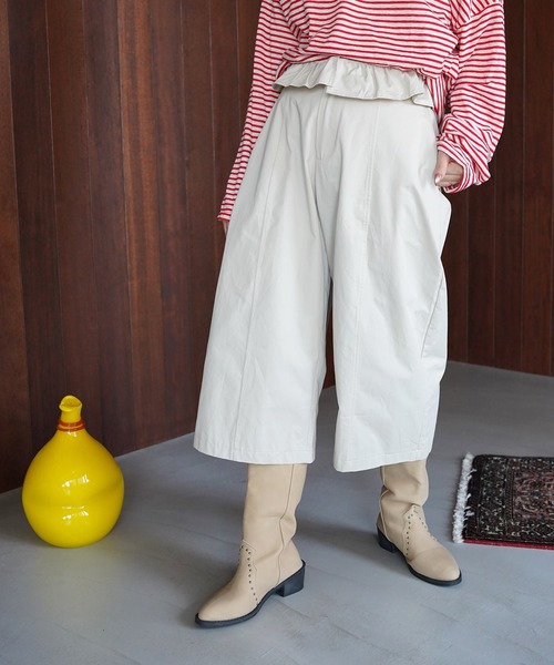 SANSeLF(サンセルフ)の「【SANSeLF】ウエストフリルハーフパンツ saw26a014(その他パンツ・レディース・ベージュ/ダークグレー・FREE)」の8枚目の写真