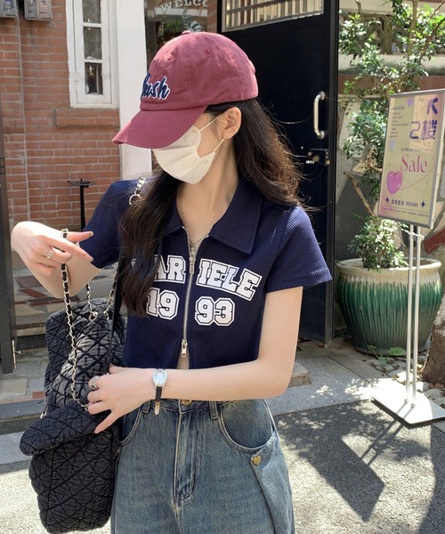 Girly Doll(ガーリードール)の「ダブルジップワッフル半袖カーディガン(Tシャツ/カットソー・レディース・ライトグレー/ブルー・M/L)」の22枚目の写真