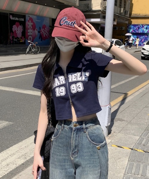 Girly Doll(ガーリードール)の「ダブルジップワッフル半袖カーディガン(Tシャツ/カットソー・レディース・ライトグレー/ブルー・M/L)」の18枚目の写真