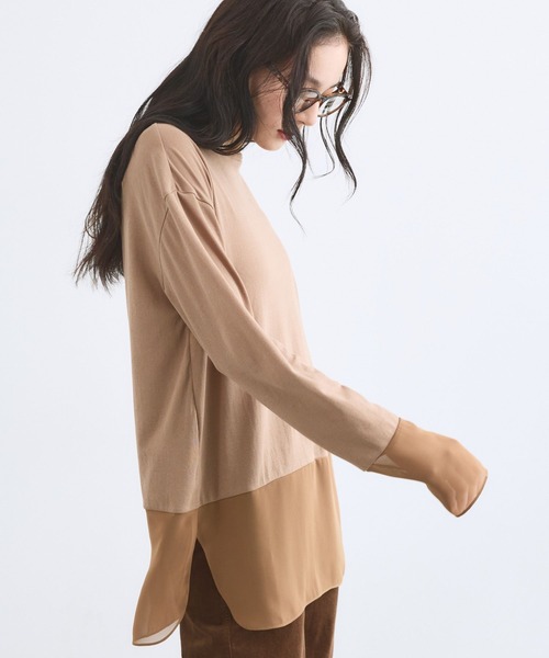 BARNYARDSTORM(バンヤードストーム)の「BARNYARDSTORM / シアーコンビロンT(Tシャツ/カットソー・レディース・ホワイト/ベージュ/ブラック・FREE)」の16枚目の写真