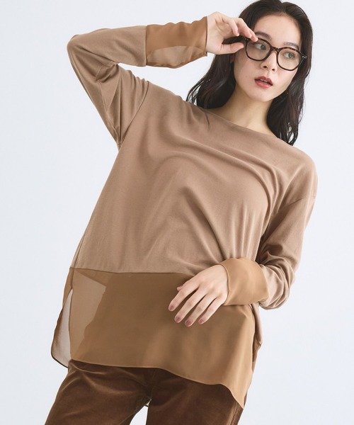 BARNYARDSTORM(バンヤードストーム)の「BARNYARDSTORM / シアーコンビロンT(Tシャツ/カットソー・レディース・ホワイト/ベージュ/ブラック・FREE)」の14枚目の写真