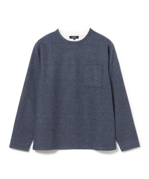BEAMS HEART(ビームスハート)の「起毛 フェイクレイヤー ロングスリーブTシャツ(Tシャツ/カットソー・メンズ・ブルー系その他/グリーン系その他/ネイビー・XL/L/M)」の1枚目の写真