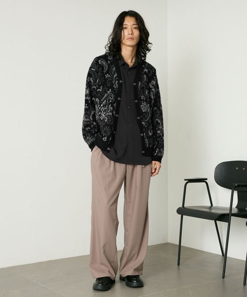 RAGEBLUE(レイジブルー)の「METAL BUTTON DAMASK CARDIGAN/メタルボタンダマスク柄カーディガン(カーディガン/ボレロ・メンズ・ブラック/グレー・MEDIUM/LARGE)」の3枚目の写真