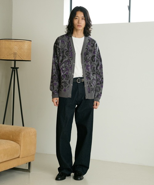 RAGEBLUE(レイジブルー)の「METAL BUTTON DAMASK CARDIGAN/メタルボタンダマスク柄カーディガン(カーディガン/ボレロ・メンズ・ブラック/グレー・MEDIUM/LARGE)」の12枚目の写真