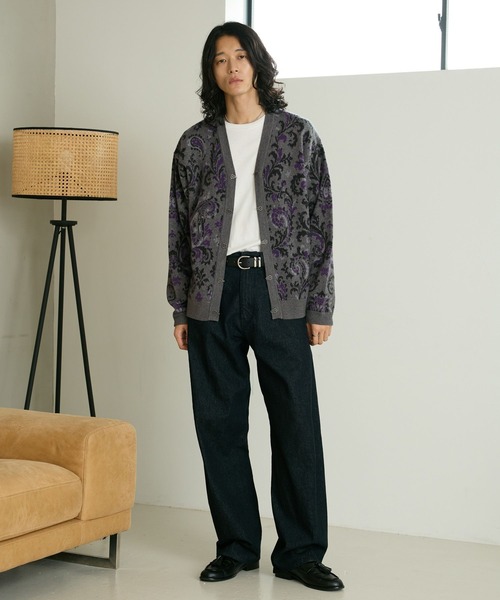 RAGEBLUE(レイジブルー)の「METAL BUTTON DAMASK CARDIGAN/メタルボタンダマスク柄カーディガン(カーディガン/ボレロ・メンズ・ブラック/グレー・MEDIUM/LARGE)」の13枚目の写真