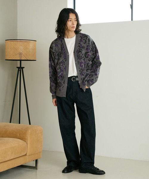 RAGEBLUE(レイジブルー)の「METAL BUTTON DAMASK CARDIGAN/メタルボタンダマスク柄カーディガン(カーディガン/ボレロ・メンズ・ブラック/グレー・MEDIUM/LARGE)」の14枚目の写真