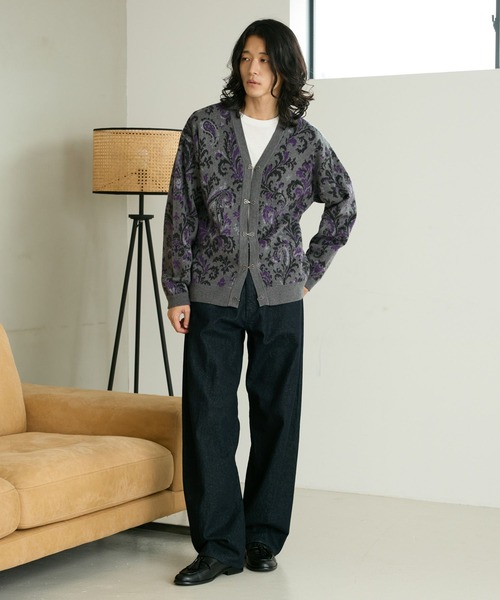 RAGEBLUE(レイジブルー)の「METAL BUTTON DAMASK CARDIGAN/メタルボタンダマスク柄カーディガン(カーディガン/ボレロ・メンズ・ブラック/グレー・MEDIUM/LARGE)」の15枚目の写真