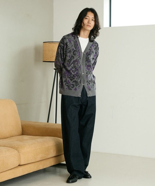 RAGEBLUE(レイジブルー)の「METAL BUTTON DAMASK CARDIGAN/メタルボタンダマスク柄カーディガン(カーディガン/ボレロ・メンズ・ブラック/グレー・MEDIUM/LARGE)」の17枚目の写真