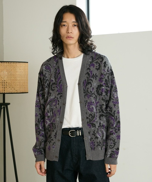 RAGEBLUE(レイジブルー)の「METAL BUTTON DAMASK CARDIGAN/メタルボタンダマスク柄カーディガン(カーディガン/ボレロ・メンズ・ブラック/グレー・MEDIUM/LARGE)」の18枚目の写真