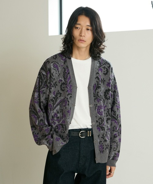 RAGEBLUE(レイジブルー)の「METAL BUTTON DAMASK CARDIGAN/メタルボタンダマスク柄カーディガン(カーディガン/ボレロ・メンズ・ブラック/グレー・MEDIUM/LARGE)」の19枚目の写真
