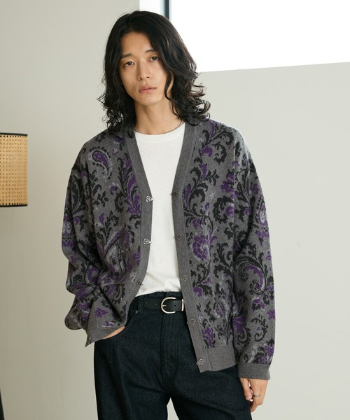 RAGEBLUE(レイジブルー)の「METAL BUTTON DAMASK CARDIGAN/メタルボタンダマスク柄カーディガン(カーディガン/ボレロ・メンズ・ブラック/グレー・MEDIUM/LARGE)」の20枚目の写真