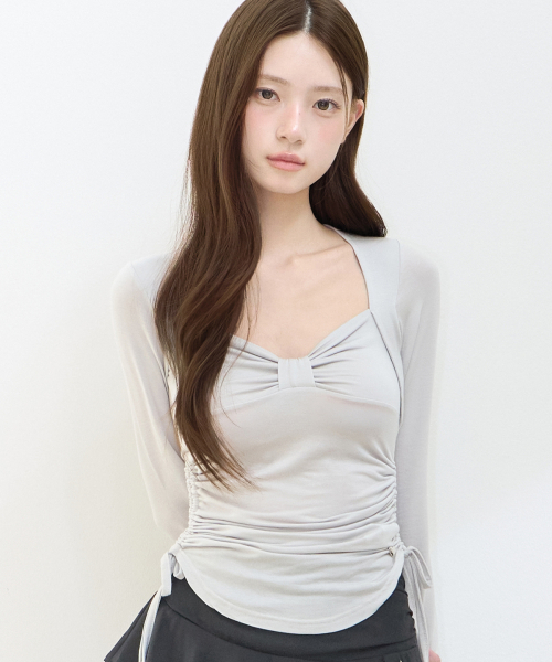ILLIGO(イリゴ)の「ボウボレロシャーリングトップ グレー(Tシャツ/カットソー・レディース・その他・OS)」の1枚目の写真
