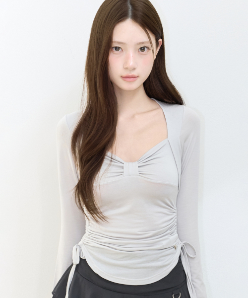 ILLIGO(イリゴ)の「ボウボレロシャーリングトップ グレー(Tシャツ/カットソー・レディース・その他・OS)」の2枚目の写真