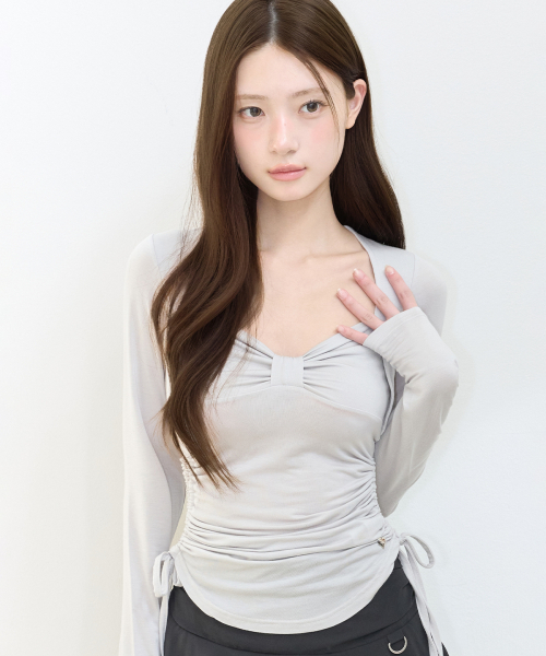 ILLIGO(イリゴ)の「ボウボレロシャーリングトップ グレー(Tシャツ/カットソー・レディース・その他・OS)」の3枚目の写真