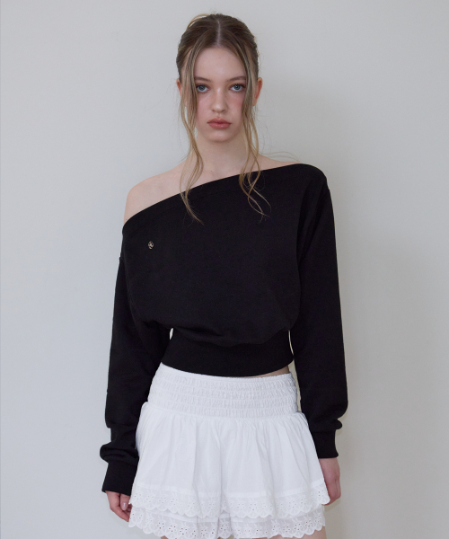 ROSEFRANTZ（ロゼフランツ）の「クロップオフショルダースウェットシャツ [ブラック]（スウェット・レディース・ブラック・OS）」の2枚目の写真
