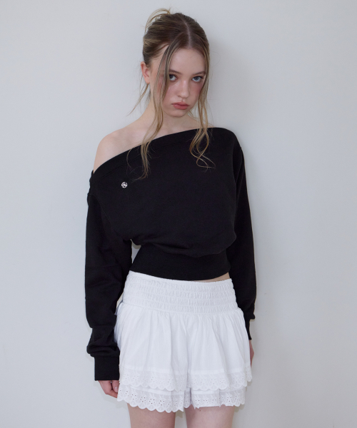 ROSEFRANTZ（ロゼフランツ）の「クロップオフショルダースウェットシャツ [ブラック]（スウェット・レディース・ブラック・OS）」の9枚目の写真