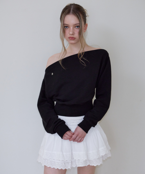 ROSEFRANTZ（ロゼフランツ）の「クロップオフショルダースウェットシャツ [ブラック]（スウェット・レディース・ブラック・OS）」の10枚目の写真