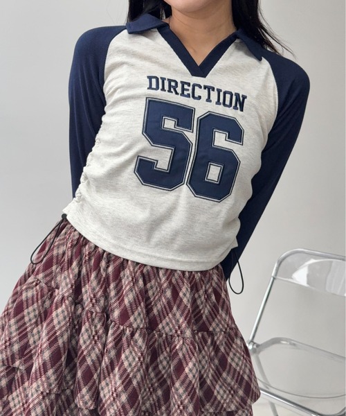 AS KNOW AS plus(アズノゥアズプラス)の「☆サイドドロストVネックロンT(Tシャツ/カットソー・レディース・レッド系/ネイビー系/ブラック系・FREE)」の3枚目の写真