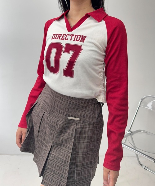 AS KNOW AS plus(アズノゥアズプラス)の「☆サイドドロストVネックロンT(Tシャツ/カットソー・レディース・レッド系/ネイビー系/ブラック系・FREE)」の10枚目の写真