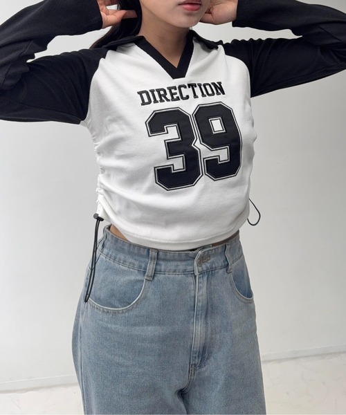 AS KNOW AS plus(アズノゥアズプラス)の「☆サイドドロストVネックロンT(Tシャツ/カットソー・レディース・レッド系/ネイビー系/ブラック系・FREE)」の6枚目の写真