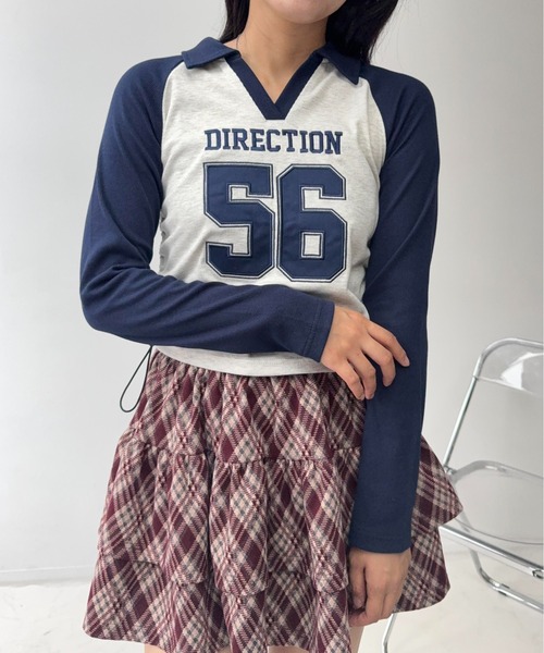 AS KNOW AS plus(アズノゥアズプラス)の「☆サイドドロストVネックロンT(Tシャツ/カットソー・レディース・レッド系/ネイビー系/ブラック系・FREE)」の16枚目の写真