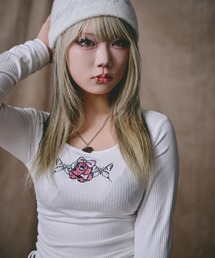 GALFY（ガルフィー）の「GALFY/ガルフィー/別注 絞り上げおへそリブ長袖TEE（Tシャツ/カットソー）」