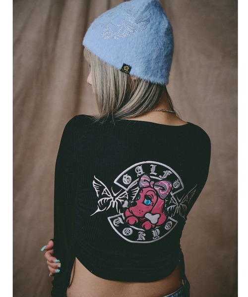 GALFY（ガルフィー）の「GALFY/ガルフィー/別注 絞り上げおへそリブ長袖TEE（Tシャツ/カットソー・レディース・カモフラージュ/ブラック/ホワイト・F）」の2枚目の写真