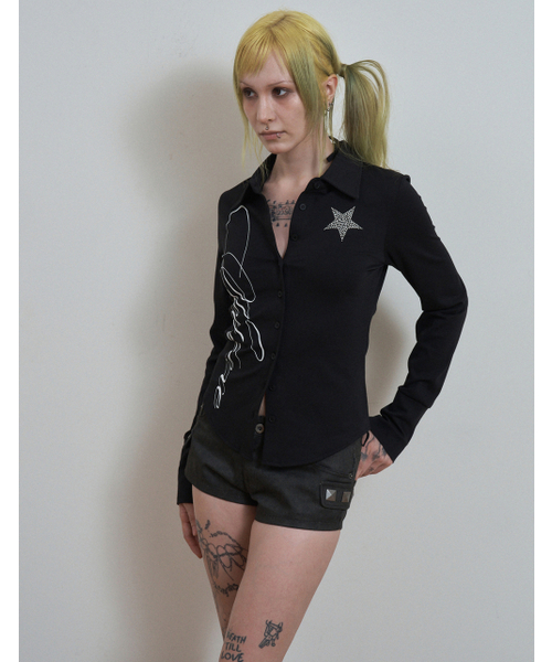 SETUP-EXE(セットアップイーエックスイー)の「LETTERING LOGO SHIRT / BLACK(シャツ/ブラウス・レディース・その他・OS)」の1枚目の写真