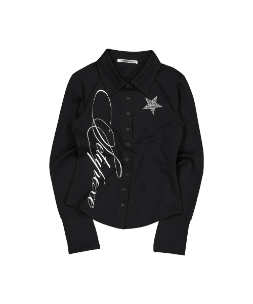 SETUP-EXE(セットアップイーエックスイー)の「LETTERING LOGO SHIRT / BLACK(シャツ/ブラウス・レディース・その他・OS)」の2枚目の写真