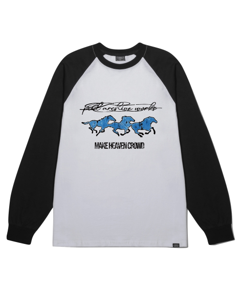 PEID(ペイド)の「PD ブルーホース ラグラン長袖Tシャツ 4色(Tシャツ/カットソー・レディース・ブラック/ホワイト/チャコールグレー/アッシュグレー・LARGE/X-LARGE)」の12枚目の写真