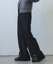 metal parts design wide denim / メタルパーツデザインワイドデニム