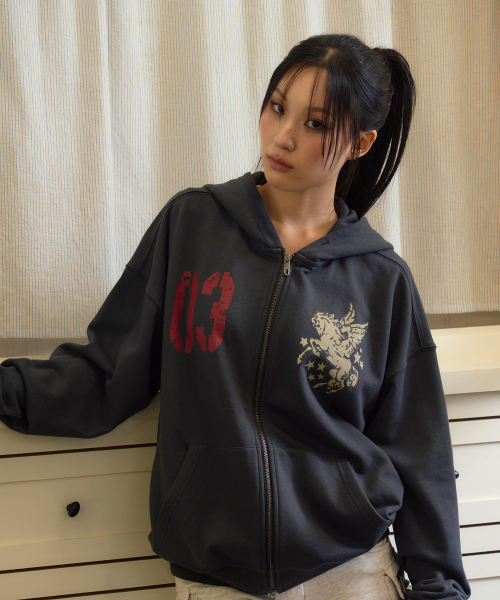 TRAVEL(トラベル)の「ユニコーン フードパーカー チャコール(パーカー・レディース・その他・SMALL/LARGE/MEDIUM)」の2枚目の写真